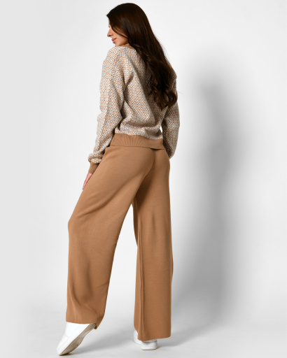 Женский костюм с пуловером и брюками палаццо 52080, Цвет: Бежевый, Размер: ONE SIZE, изображение 7