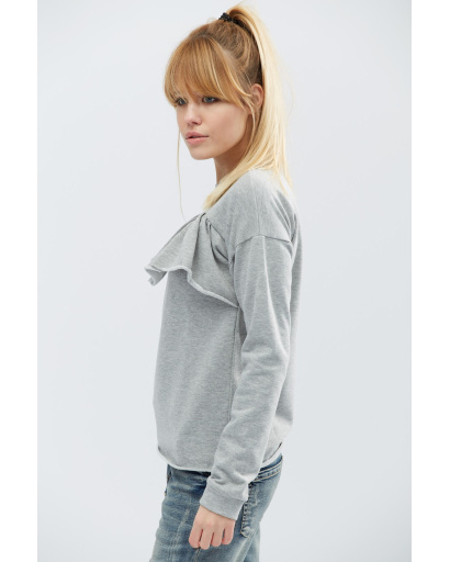 Модный свитшот с рюшей на груди 19621, Цвет: Серый, Размер: XS, изображение 5
