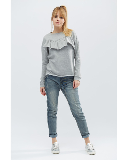 Модный свитшот с рюшей на груди 19621, Цвет: Серый, Размер: XS, изображение 2