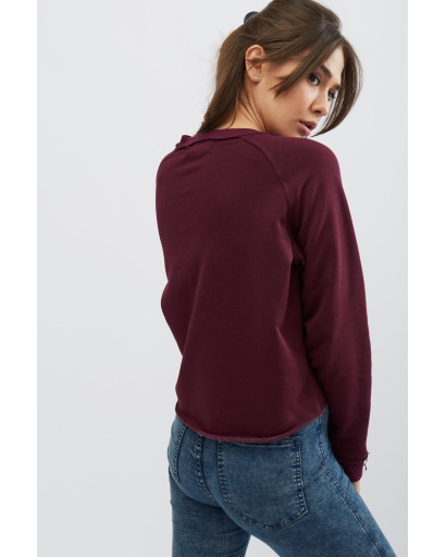 Свитшот марсала с необработанным краем 30538, Цвет: Бургунди, Размер: XS, изображение 3