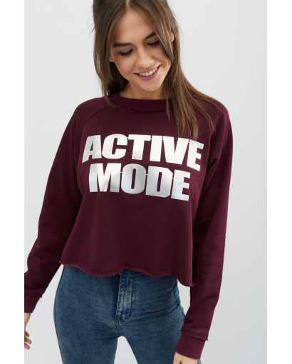 Свитшот марсала с необработанным краем 30538, Цвет: Бургунди, Размер: XS, изображение 4