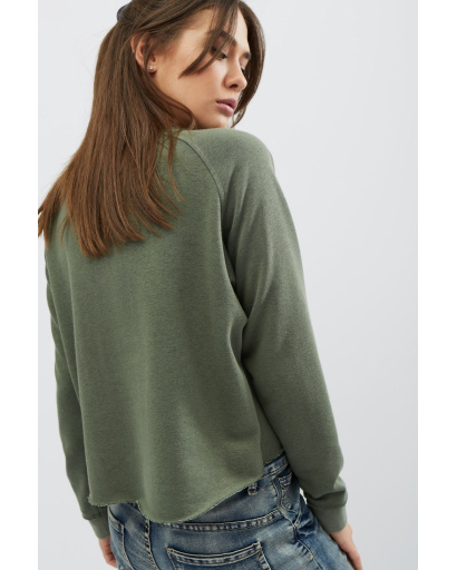 Свитшот хаки с необработанным краем 30539, Цвет: Хаки, Размер: S, изображение 3