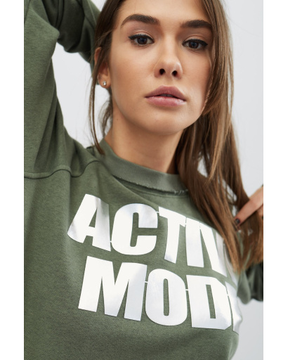 Свитшот хаки с необработанным краем 30539, Цвет: Хаки, Размер: S, изображение 4