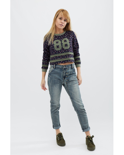 Стильный свитшот в цветочек 31919, Цвет: Синий, Размер: XS, изображение 2