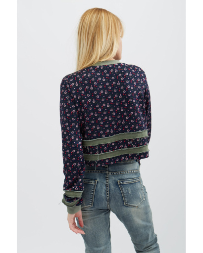 Стильный свитшот в цветочек 31919, Цвет: Синий, Размер: XS, изображение 3