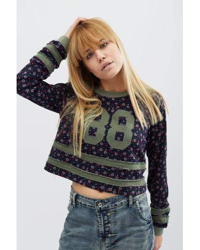 Стильный свитшот в цветочек 31919, Цвет: Синий, Размер: XS, изображение 4