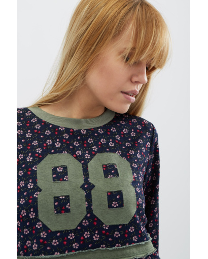 Стильный свитшот в цветочек 31919, Цвет: Синий, Размер: XS, изображение 5