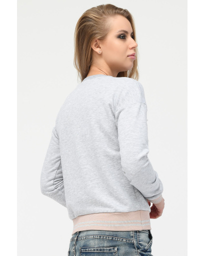 Сірий світшот із велюровими вставками 34743, Колір: Сірий, Розмір: XS, зображення 3