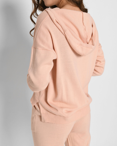 Вязаный пудровый костюм-двойка 51234, Цвет: Пудровый, Размер: ONE SIZE, изображение 3