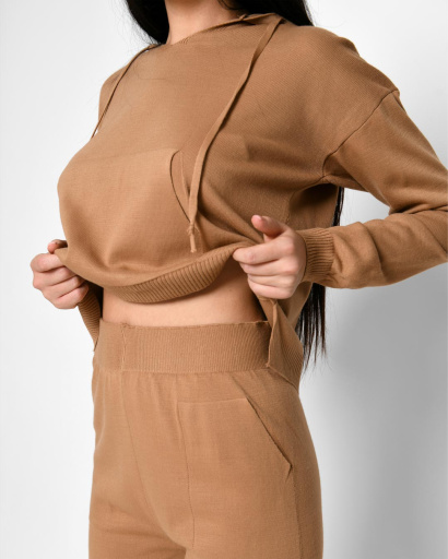 В'язаний костюм-двійка кольору пісок 51235, Колір: Кемел, Розмір: ONE SIZE, зображення 3