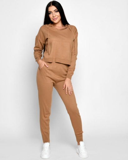 В'язаний костюм-двійка кольору пісок 51235, Колір: Кемел, Розмір: ONE SIZE, зображення 4