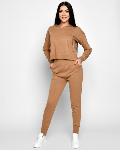 В'язаний костюм-двійка кольору пісок 51235, Колір: Кемел, Розмір: ONE SIZE, зображення 5