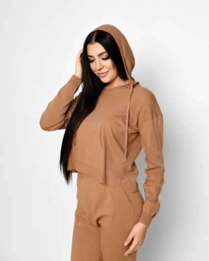 В'язаний костюм-двійка кольору пісок 51235, Колір: Кемел, Розмір: ONE SIZE, зображення 7