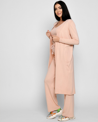 Вязаный костюм-тройка с кардиганом 51238, Цвет: Пудровый, Размер: ONE SIZE, изображение 3