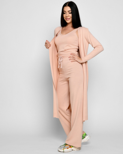 Вязаный костюм-тройка с кардиганом 51238, Цвет: Пудровый, Размер: ONE SIZE, изображение 4