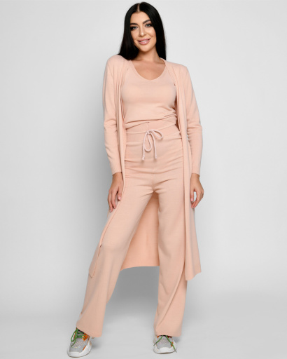 Вязаный костюм-тройка с кардиганом 51238, Цвет: Пудровый, Размер: ONE SIZE, изображение 7
