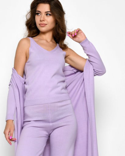 В'язаний костюм-трійка з кардиганом 51240, Колір: Лавандовий, Розмір: ONE SIZE, зображення 2