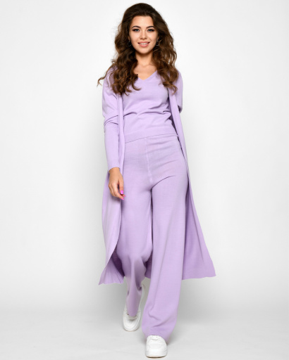 В'язаний костюм-трійка з кардиганом 51240, Колір: Лавандовий, Розмір: ONE SIZE, зображення 4