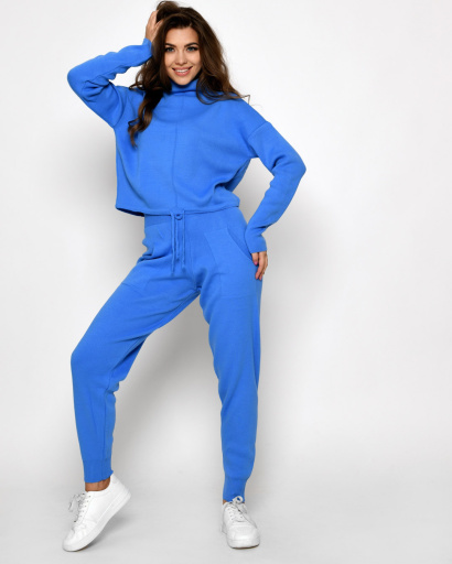 Синій в'язаний спортивний костюм 52197, Колір: Синій, Розмір: ONE SIZE, зображення 2