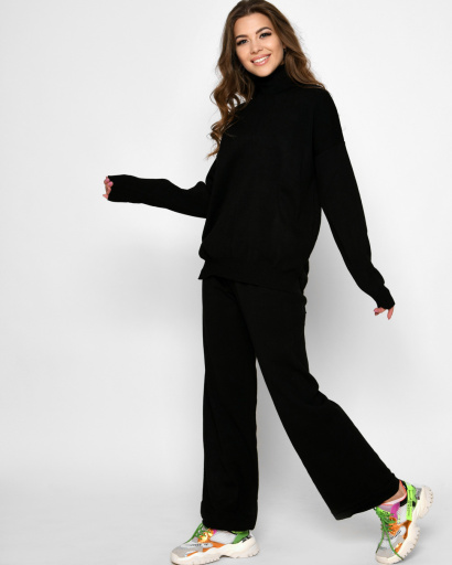 Женский вязаный черный костюм 52204, Цвет: Черный, Размер: ONE SIZE, изображение 4