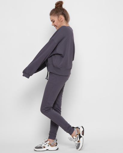 Женский серый свитшот оверсайз 41421, Цвет: Т. серый, Размер: XS, изображение 5