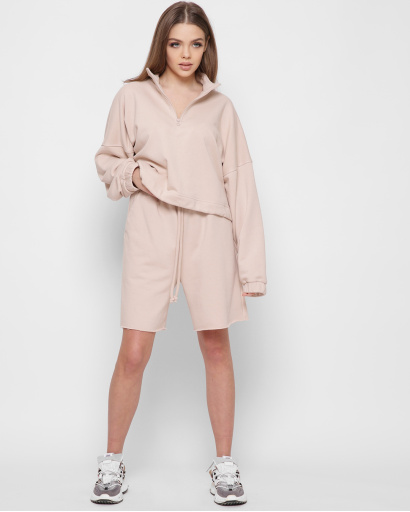 Короткий свитшот оверсайз на резинке 41424, Цвет: Бежевый, Размер: M, изображение 4