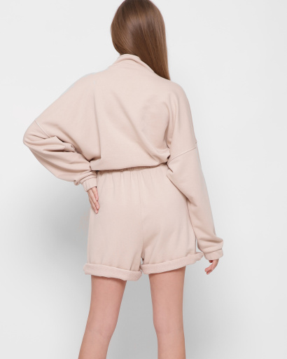 Короткий свитшот оверсайз на резинке 41424, Цвет: Бежевый, Размер: M, изображение 6