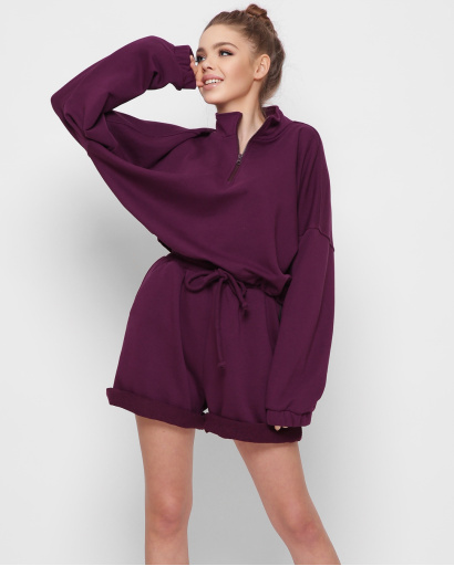 Фиолетовый свитшот на завязке 41425, Цвет: Фиолетовый, Размер: XS, изображение 2