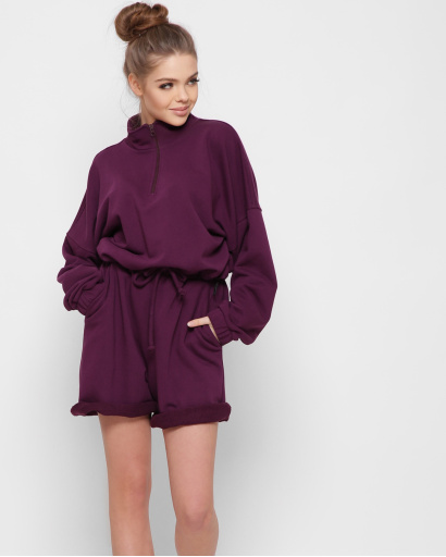 Фиолетовый свитшот на завязке 41425, Цвет: Фиолетовый, Размер: XS, изображение 4