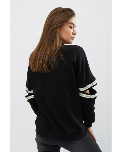 Молодіжний чорний світшот із нашивкою на грудях 31962, Колір: Чорний, Розмір: XS, зображення 3