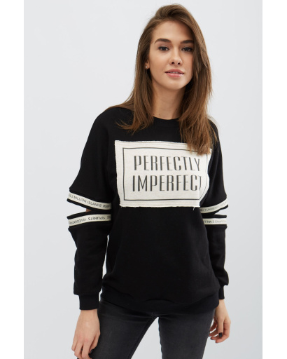 Молодіжний чорний світшот із нашивкою на грудях 31962, Колір: Чорний, Розмір: XS, зображення 4