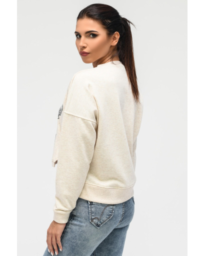 Стильный короткий свитшот со слоном 31966, Цвет: Бежевый, Размер: L, изображение 3