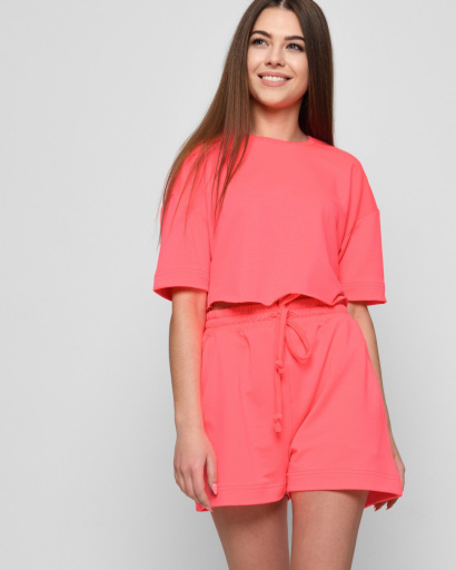 Малиновий літній костюм з кроп-топу та шортів 48804, Колір: Малина, Розмір: S, зображення 2