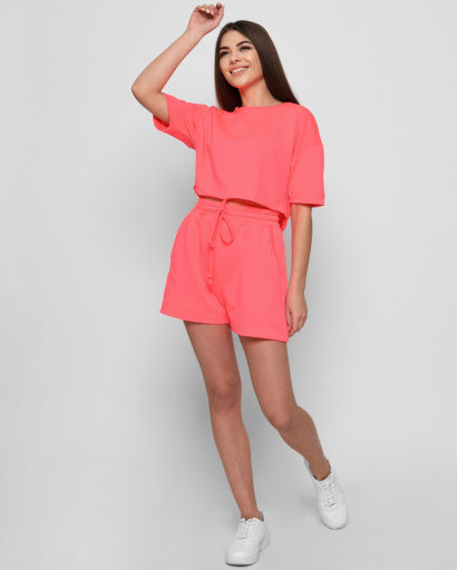 Малиновий літній костюм з кроп-топу та шортів 48804, Колір: Малина, Розмір: S, зображення 5