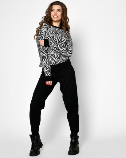 Жіночий чорний костюм з додаванням вовни 53187, Колір: Чорний, Розмір: ONE SIZE, зображення 4