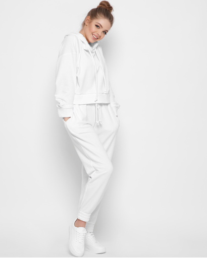 Білі штани на резинці 41432, Колір: Білий, Розмір: L, зображення 3