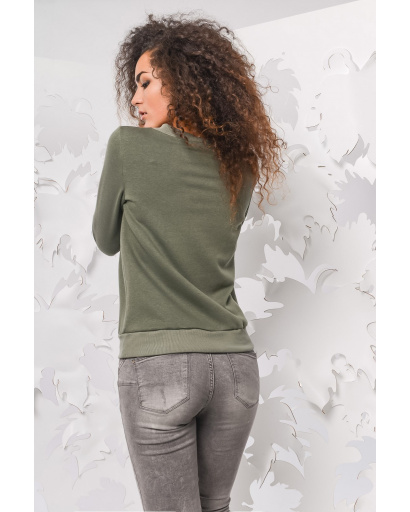 Свитшот с нашивкой "мороженое" 28859, Цвет: Оливковый, Размер: XS, изображение 2