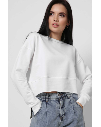 Белый женский свитшот из двунитки 37199, Цвет: Белый, Размер: XS, изображение 2