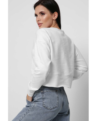 Белый женский свитшот из двунитки 37199, Цвет: Белый, Размер: XS, изображение 3