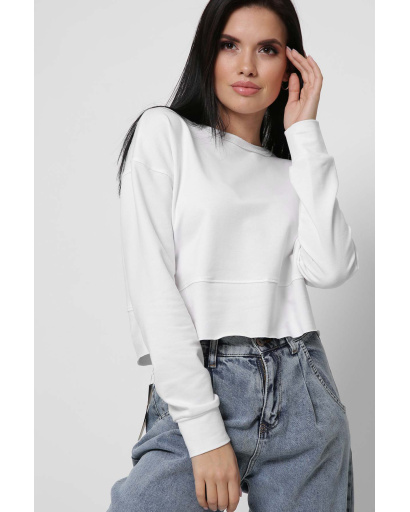 Белый женский свитшот из двунитки 37199, Цвет: Белый, Размер: XS, изображение 4