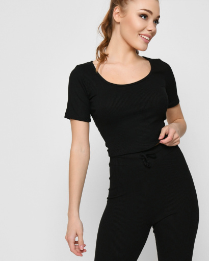 Трикотажный женский костюм черного цвета 48583, Цвет: Черный, Размер: S, изображение 2