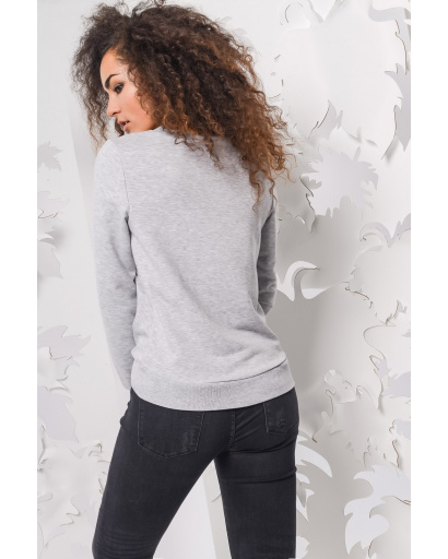 Серый свитшот с нашивкой в ​​виде цветов 28692, Цвет: Серый, Размер: L, изображение 4