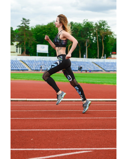 Двокольорові спортивні легінси 26670, Колір: Чорний, Розмір: XS, зображення 4