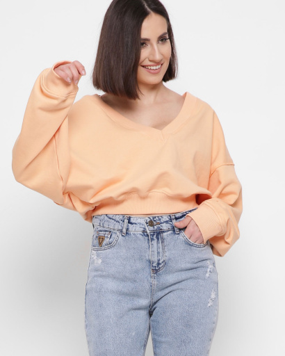 Оверсайз свитшот с вырезом 43300, Цвет: Персиковий, Размер: L, изображение 2