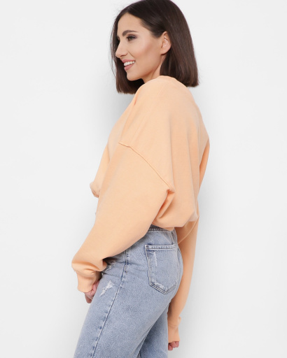 Оверсайз свитшот с вырезом 43300, Цвет: Персиковий, Размер: L, изображение 3