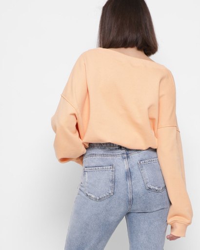 Оверсайз свитшот с вырезом 43300, Цвет: Персиковий, Размер: L, изображение 4