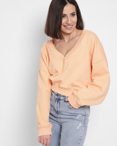 Оверсайз свитшот с вырезом 43300, Цвет: Персиковий, Размер: L, изображение 5