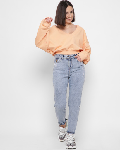 Оверсайз свитшот с вырезом 43300, Цвет: Персиковий, Размер: L, изображение 6