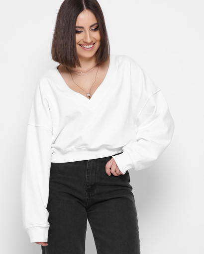 Широкий свитшот белого цвета 43301, Цвет: Белый, Размер: S, изображение 3