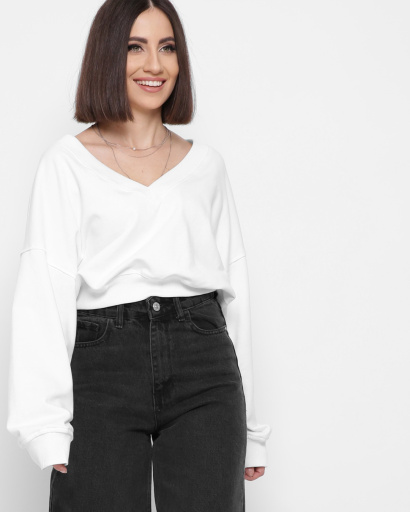 Широкий свитшот белого цвета 43301, Цвет: Белый, Размер: S, изображение 5